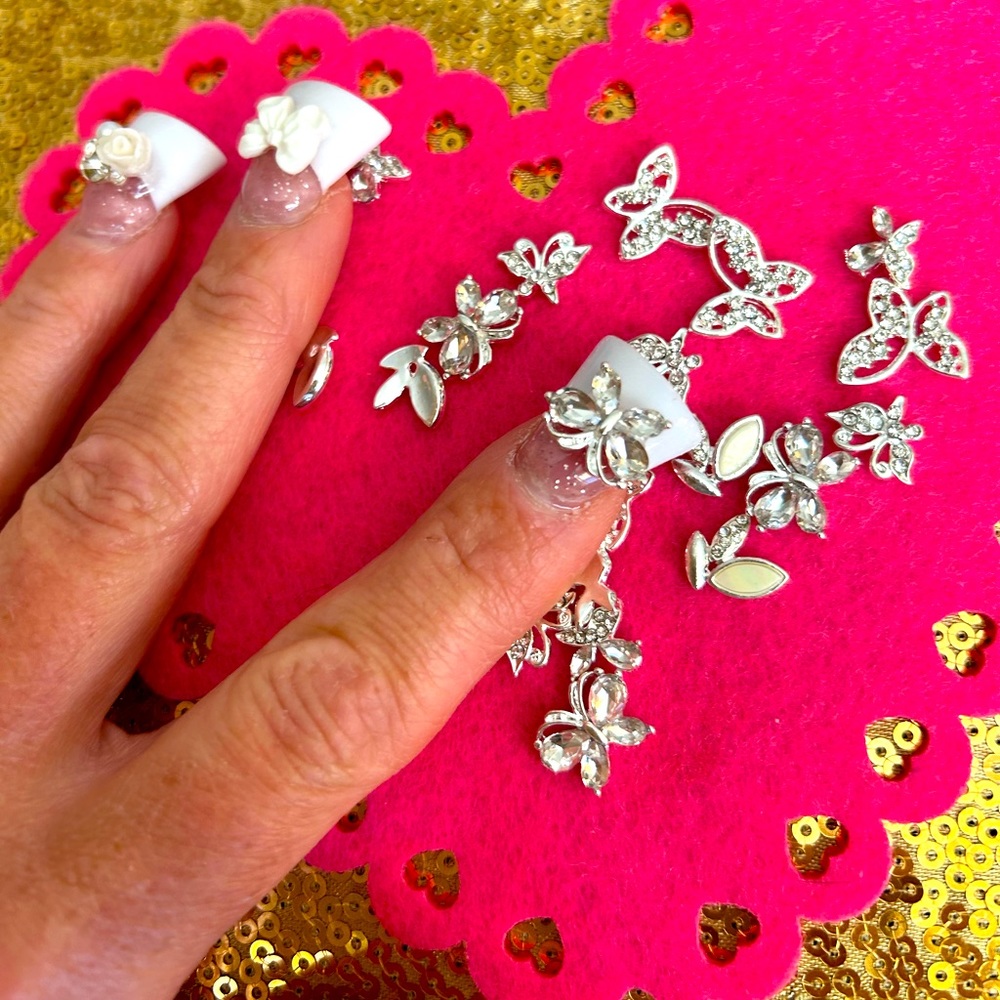 20pcs 3d Rhinestone Butterfly Nail Art